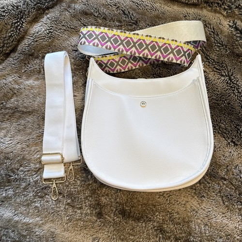 Ahdorned Pebble Grain Tab Front Messenger Bag Crossbody Purse 2 straps