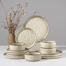 Dinnerware Sets, 12-Piece Plates and Bowls Set, Stoneware Dish Set for 4,Ceramic