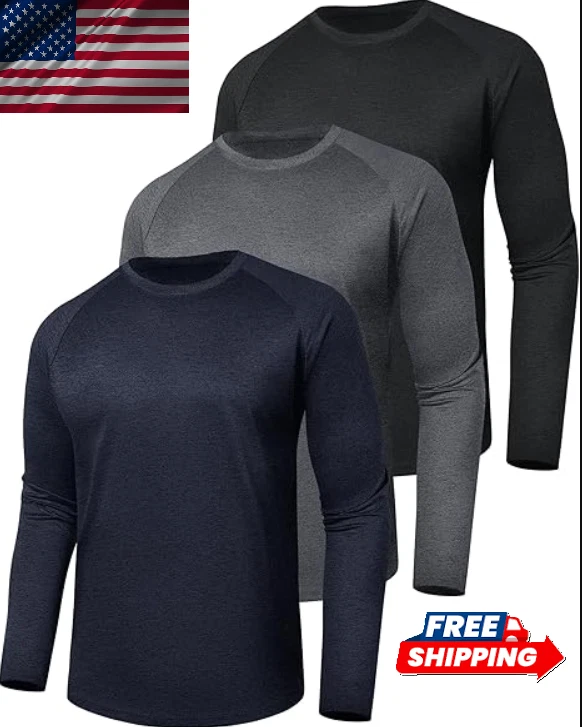 Men's 3-Pack Long Sleeve T Shirts Quick Dry UV Sun Protection Size L
Opens in a new window or tab
