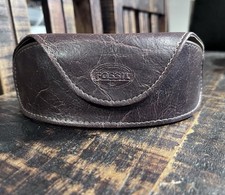 FOSSIL SUNGLASS EYE GLASS SOFT BROWN LEATHER CASE MAGNETIC CLOSURE