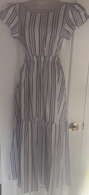 #ad Women’s Jolie amp; Joy Medium Blue Striped Dress Criss Cross Back Medium $17.75