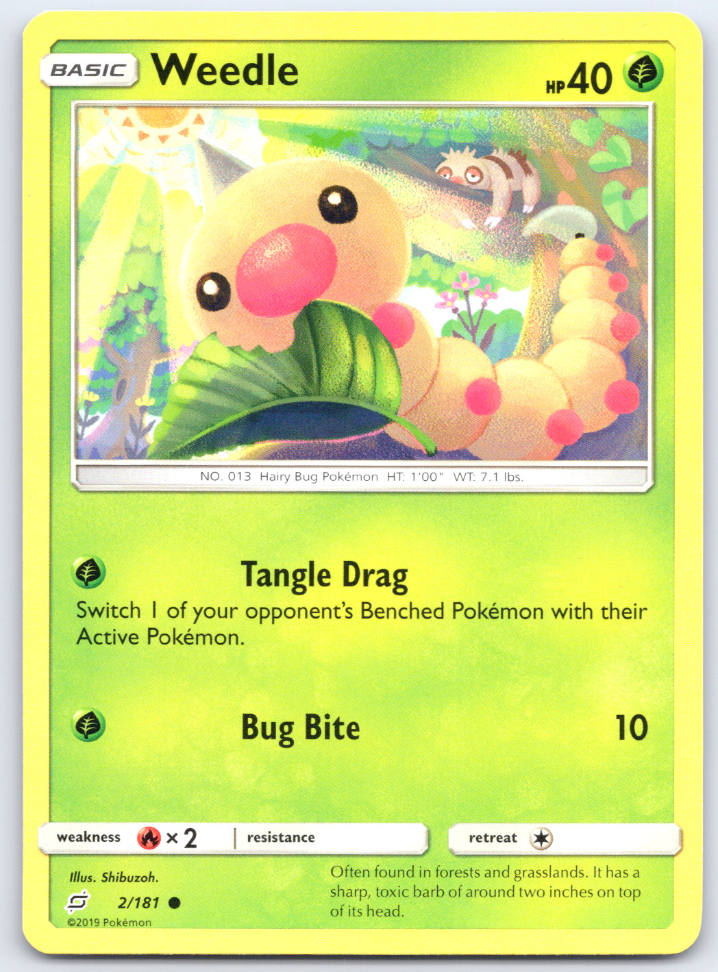 Pokemon TCG Weedle (2) SM - Team Up NM Common 2/181