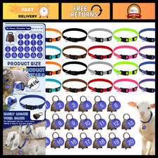 20 Sets Reflective Goat Collars with Bells, Adjustable Nylon Sheep Collars, Quic
