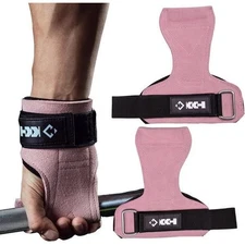 Weight Lifting Grips Wrist Straps Support Workout Gym Exercise Gloves Pink