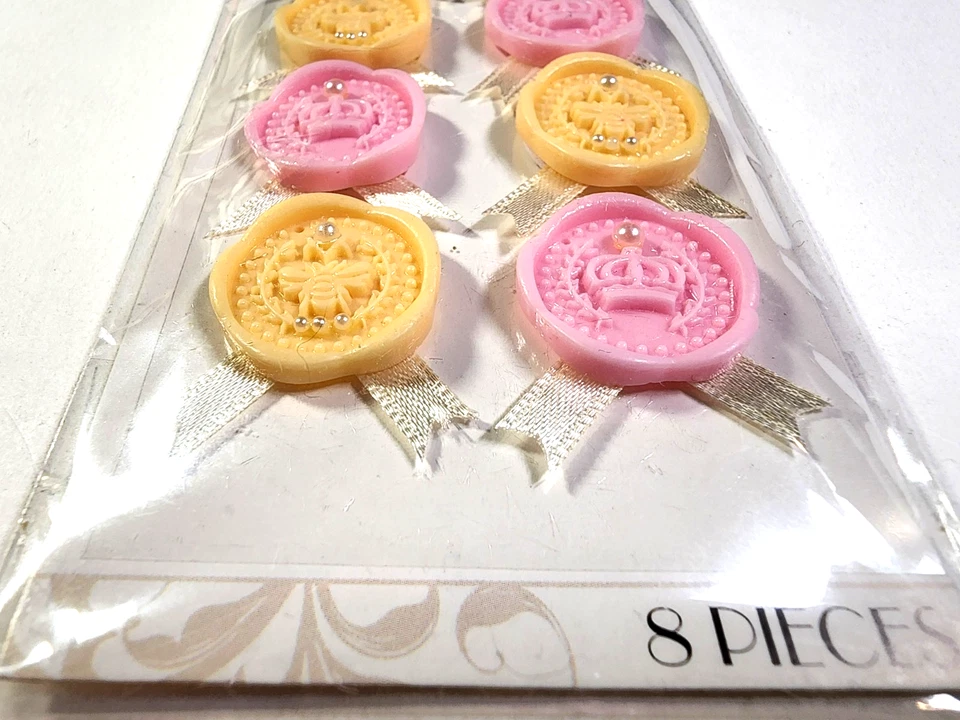 Parisian Deluxe Seals Cabochons Ribbon Crown Jolee's Stickers 2015 8pc - Image 2 of 2