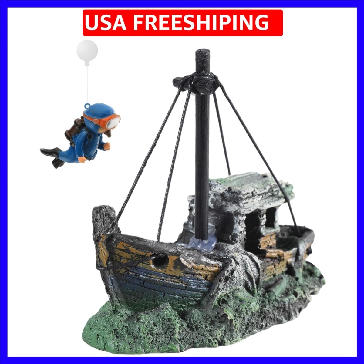 fish tank accessories shipwreck UNEAK Ornaments by imagitarium The Pirate Ship Aquarium Decoration