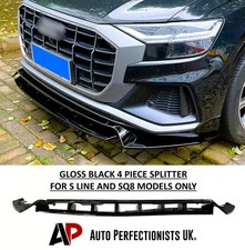 For Audi Q8 S Line SQ8 Gloss Black Front Splitter Spoiler Lip Body Aero 2018+
