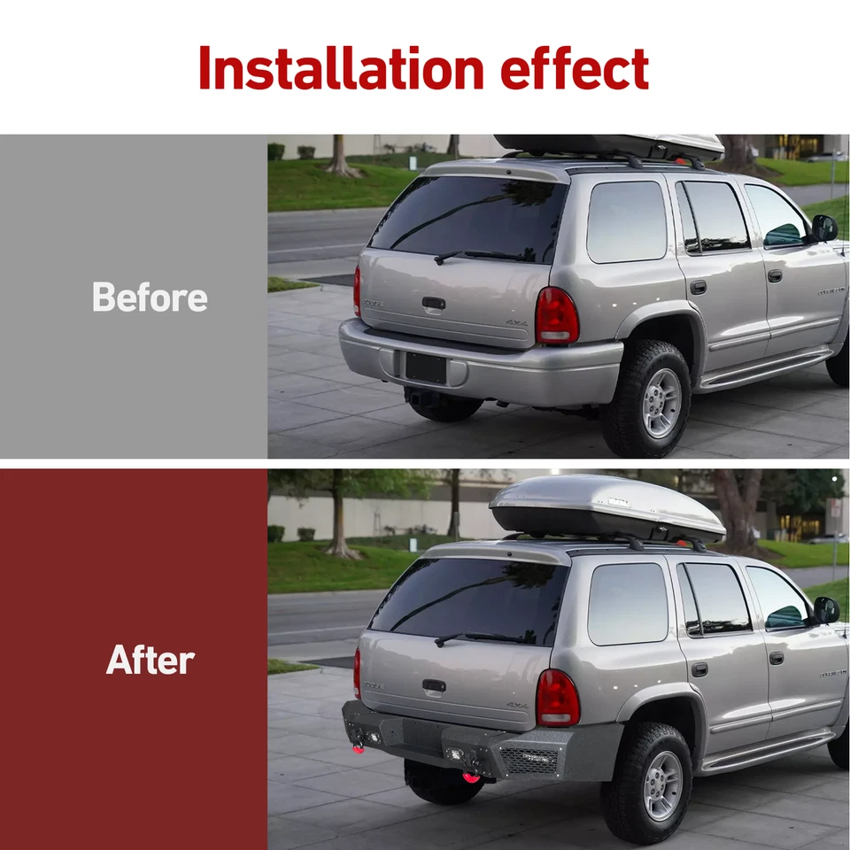 Vijay For 1998-2003 Dodge Durango  Rear Black Bumper W/LED Lights & D-Rings - Image 3 of 4