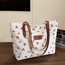 Women Cherry Tote Bag Large Shoulder Handbag Casual Shopper Travel Purse