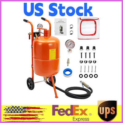 20 Gallon Portable Sand Blaster w/4 Nozzle and Oil Water Separator,60-110 PSI