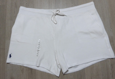 Polo Ralph Lauren Women's XXL Fleece Drawstring Shorts White Blemished