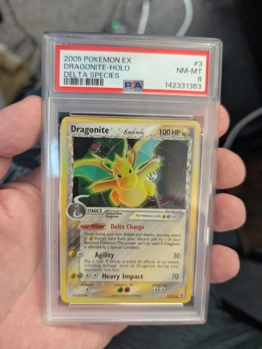 PSA 8 Dragonite 3/113 Delta Species EX Pokemon Card Holo NM-MINT