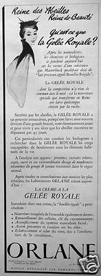 WERBUNG ORLANE LA CREME A LA GELÉE ROYALE BIENENKÖNIGIN SCHÖNHEITSKÖNIGIN