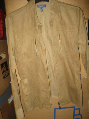 VINTAGE Longbluse FeinCord Kamel Taschen Reißverschluß BlueTale 38