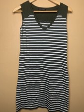 Banana Republic Women Size Small Dress Tank V Neck Green White Stripe Sleeveless