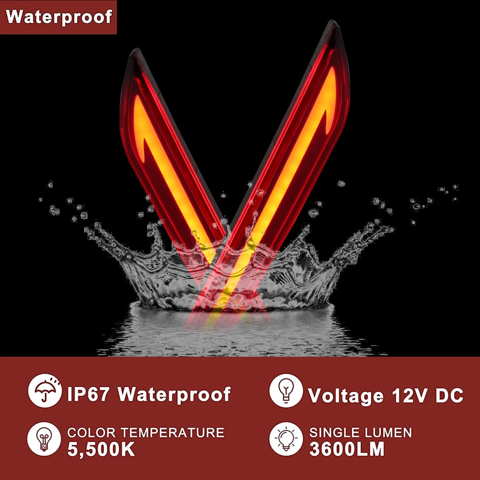 Luces de freno reflectoras de parachoques trasero LED con giro rojo para Ford Fusion Mondeo 2013-18 Foto 4 de 4