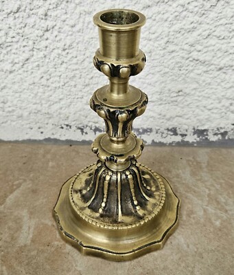 ANCIEN BOUGEOIR FLAMBEAU En Bronze Haute Epoque Flandres Xvi Xviieme