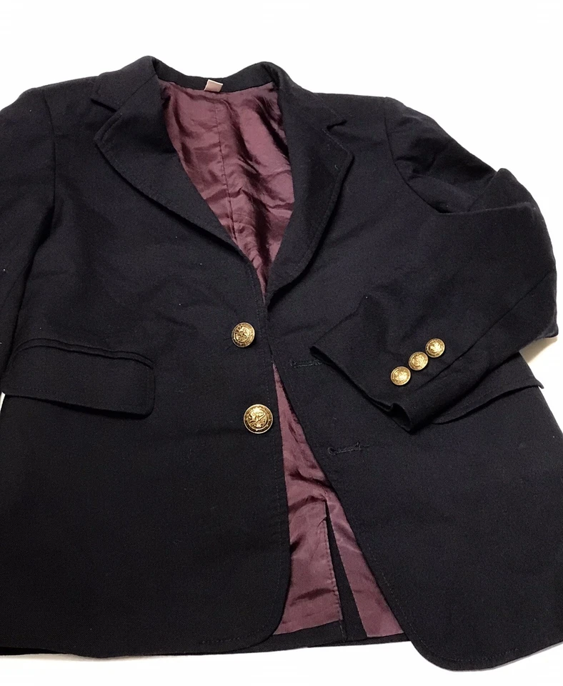 Abrigo Chaqueta Blazer Talbots Niños Negro Dorado Botones 100% Lana Niños 7 Foto 3 de 4
