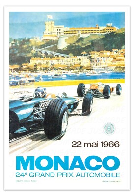 1966 Monaco Grand Prix Poster (French) Racing Car Art -Unframed- Premium Print
