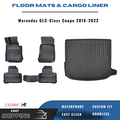 Car Floor Mats & Trunk Cargo Liner for Mercedes GLC-Class Coupe 2016-2022 3D SET