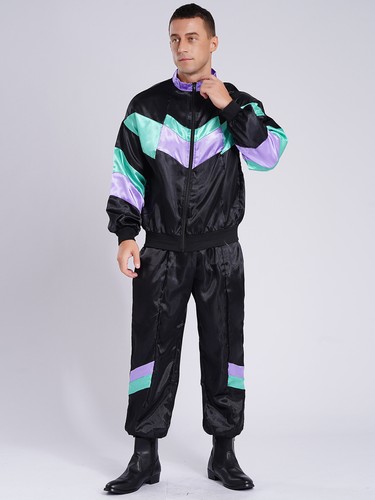 Mens Hippie Costumes Carnivals 70s Disco Disco Dance Tracksuit Themed Party - Picture 24 of 64
