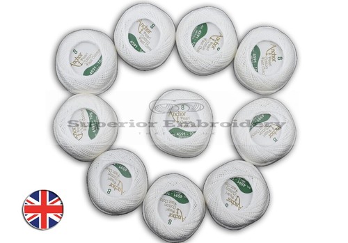 10 White Colour Anchor Pearl Cotton Embroidery Crochet Thread ball size 8, 85m - Picture 9 of 11
