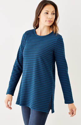 J.Jill ~ 1X ~ NEW Perfect Striped Button-shoulder Tunic ~ NWT (1B6)