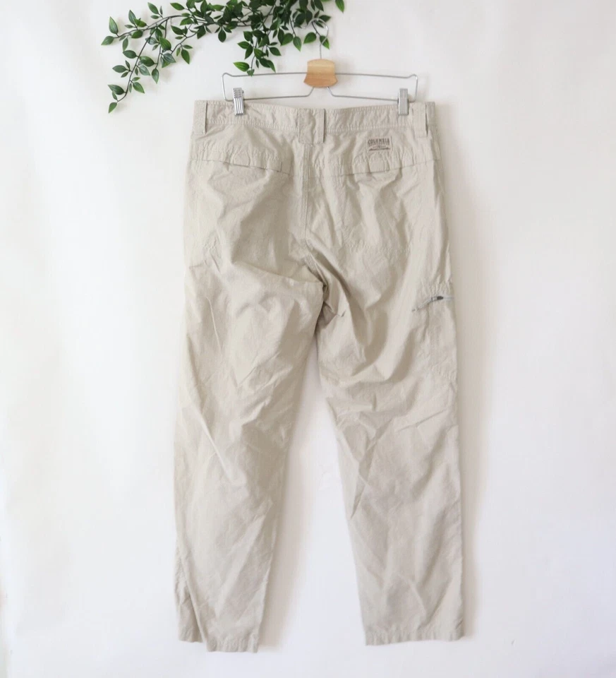 Pantalones Columbia Para Hombre Beige Tostado Nylon Algodón Senderismo Aire Libre Talla 36W 32L Foto 3 de 4