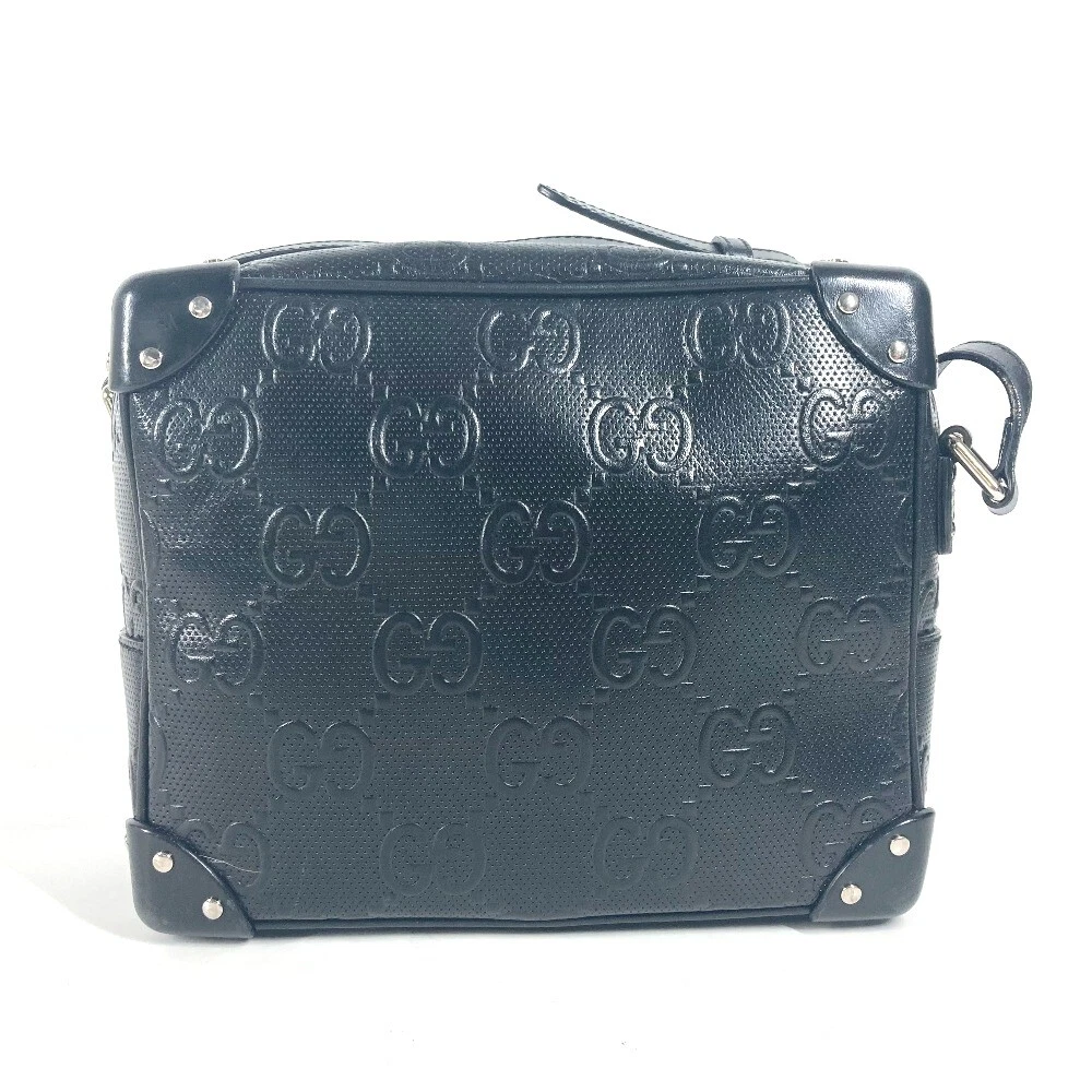 GUCCI 626363 Pochette GG logo en relief sac bandoulière sac bandoulière cuir noir
