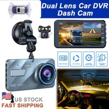 Screen Dash Cam 4" 1080P Dual Lens Car DVR Recorder Front and Rear Camera