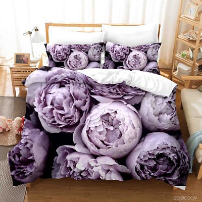 3D Floral Pattern Grey Quilt Cover Set Bedding Sets Pillowcases 64