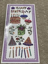Art Flowers happy birthday sticker set-Colorbok