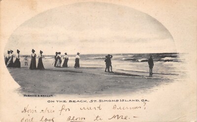 GA~GEORGIA~ST. SIMONS ISLAND~LADIES ON BEACH IN VICTORIAN DRESS~C.1907