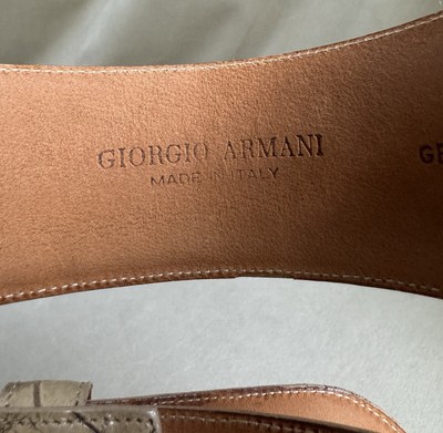 Giorgio Armani leather belt croc embossed Neutral Beige  display picture 3