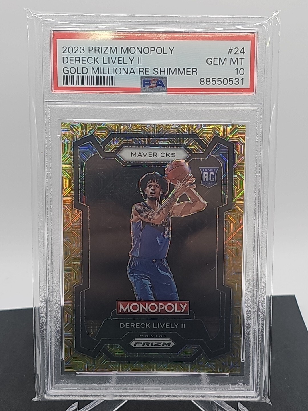 2023-24 Monopoly Prizm Dereck Lively II RC Gold Millionaire Shimmer /500 PSA 10