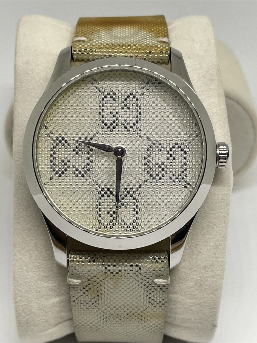 【GUCCI】グッチ G-タイムレス　YA1264058 ホログラム クォーツ Gucci G-Timeless GG Motif Hologram Leather Strap Women's