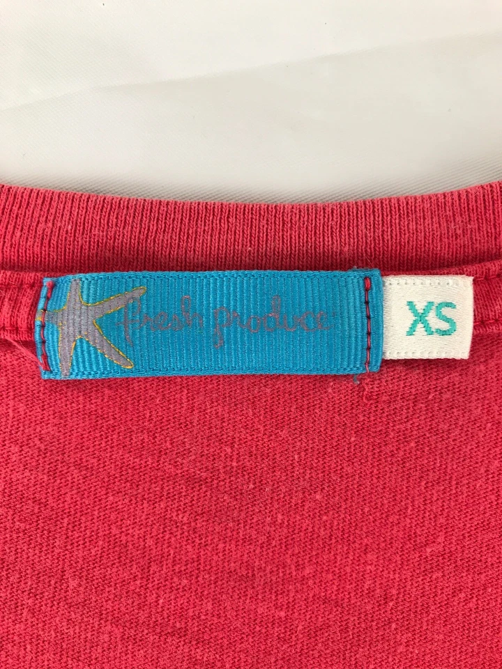 AS IS Fresh Produce sz XS Short Sleeve Shirt Red Fish Design - Image 3 of 4