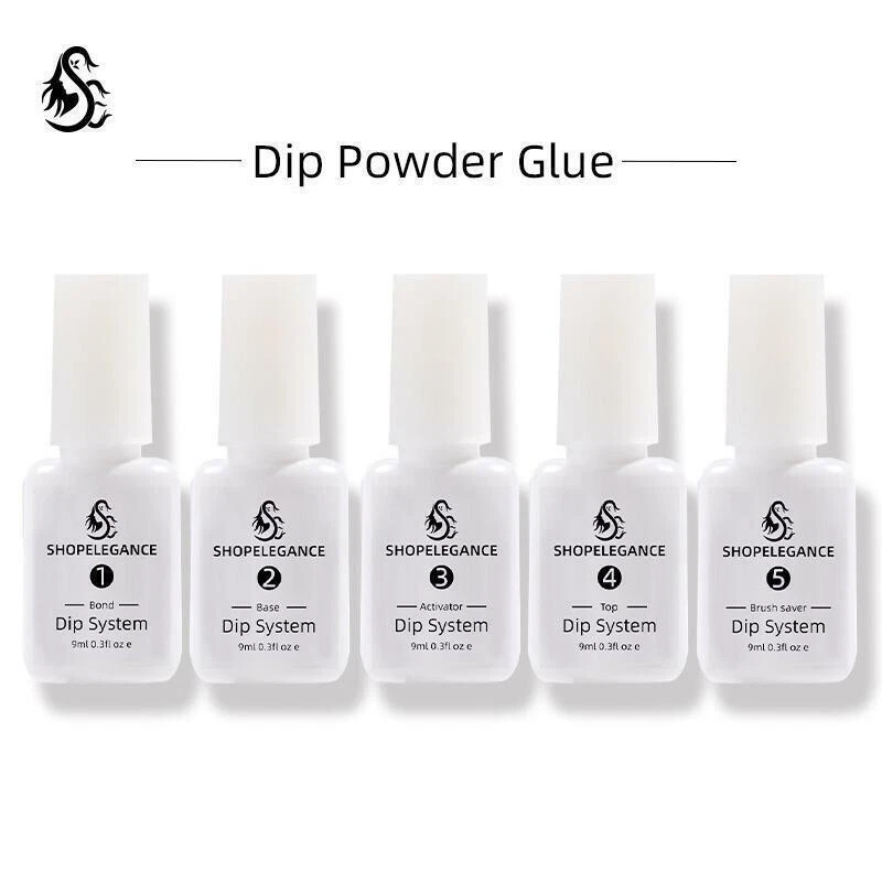 SHOPELEGANCE 5Pcs/Set NICOLE KIT 7ml Dipping Powder System Dip Liquid Nail Art Base Top Coa u