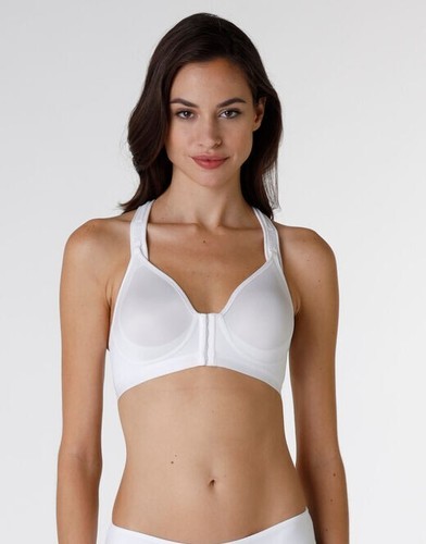 Lovable Reggiseno sport bianco apertura frontale Post Intervento coppa B C D E F - 第 1/5 張圖片