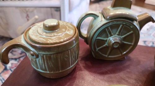 7 Pc. Set FRANKOMA POTTEY CREAM AND SUGAR, Serving Dish's, Salt & Pepper, Mini - Picture 4 of 11