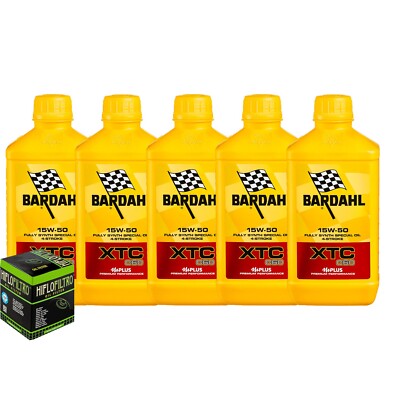Wartungsset 5 Liter Motorradöl Bardahl XTC C60 15W50 + Hiflo Ölfilter