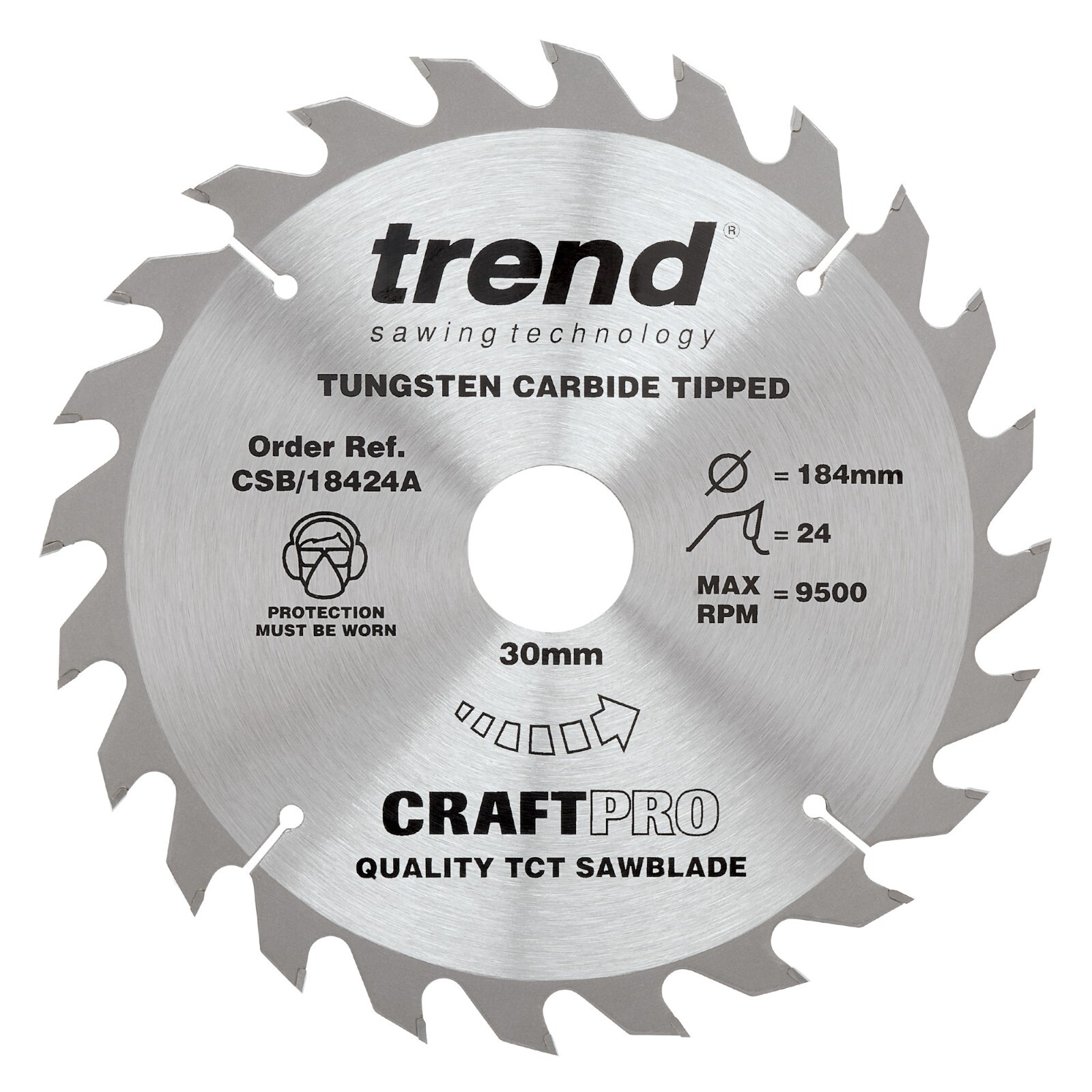 Trend Craft Saw Blade 184mm X 24 Teeth X 30mm CSB/18424A CR045 LD 10