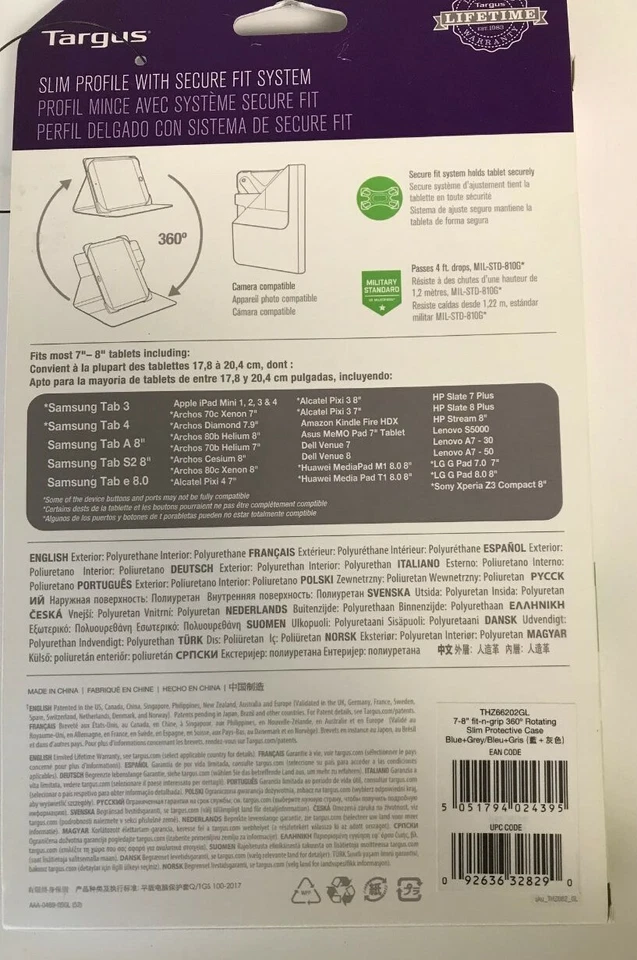 Targus Fit-n-Grip 360 Degree Rotating Slim Tablet Case NEW Universal 7" to 8" - Image 4 of 4