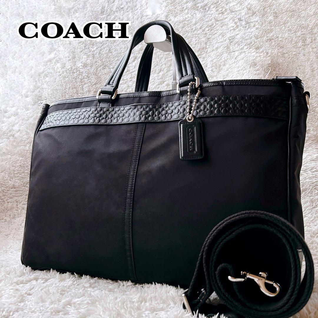 Coach Leather Signature 2Way Business Bag Black 70937 Used Great Condition