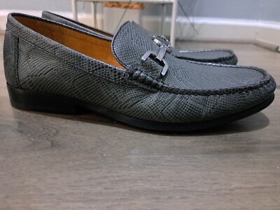EUC Donald J. Pliner Men Loafer Leather Gray Horsebit Snake  display picture 3