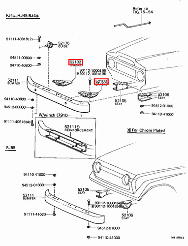 Genuine Toyota LandCruiser HJ45 FJ45 FJ43 FJ42 FJ40 BJ46 Front Bumper Bracket x2 - Picture 4 of 8