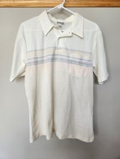 Vintage Captains Club 70s 80s Collared Shirt White Stripes Made in USA WOW