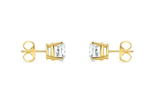 IGI E/VS 2 Ct Round Lab Created Grown Diamond Earrings Real 14K Yellow Gold Push - Picture 3 of 3