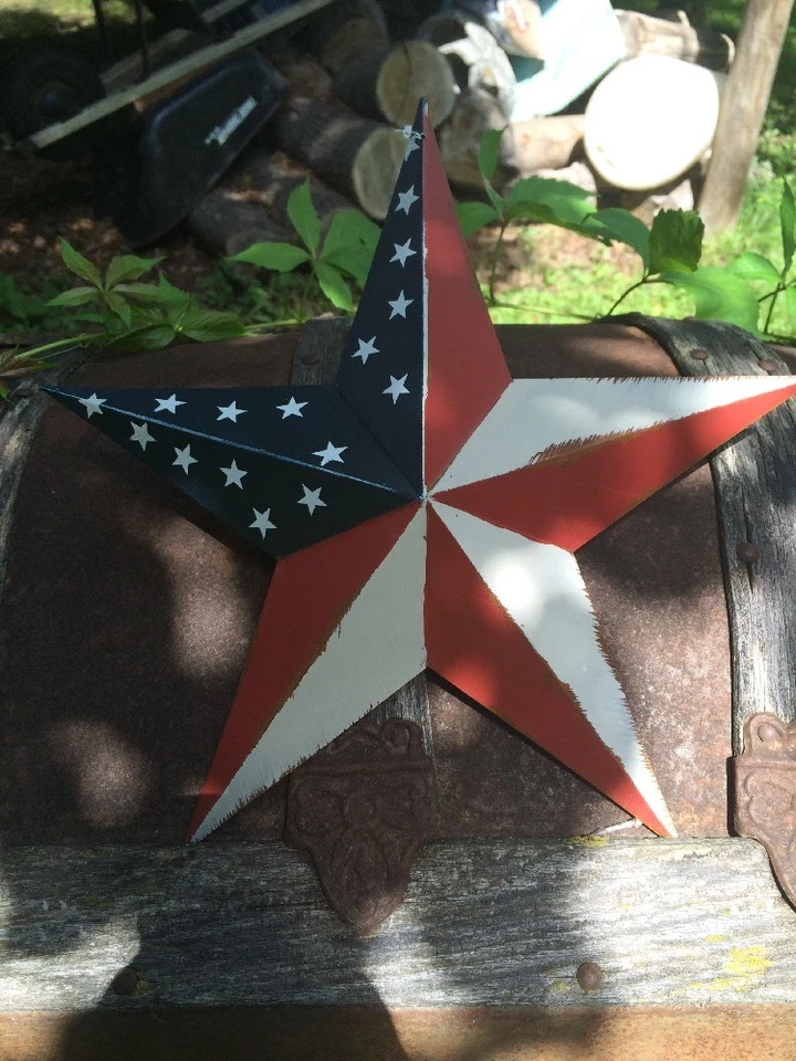 PRIMITIVE AMERICAN BARN STAR 24 INCH 24" COUNTRY FLAG RUST STARS AMERICANA METAL - Image 3 of 4