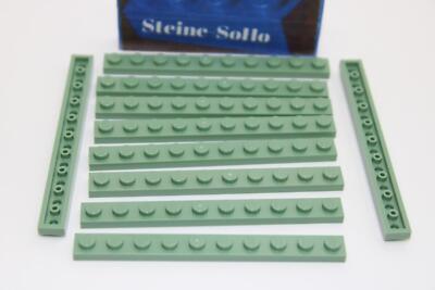 Lego (c) 10x 1x10 Platte - 4477 - sandgrün - sand green - plate - flacher St